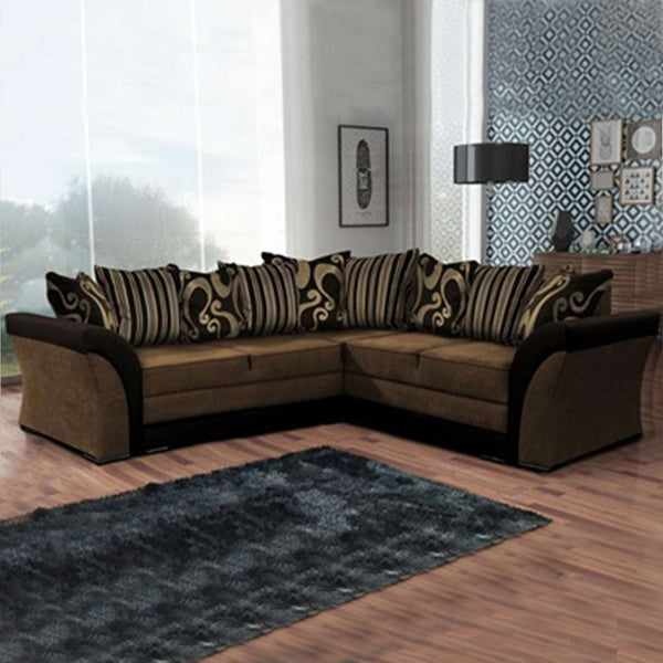 NAV BEIGE/BROWN CORNER SOFA BED