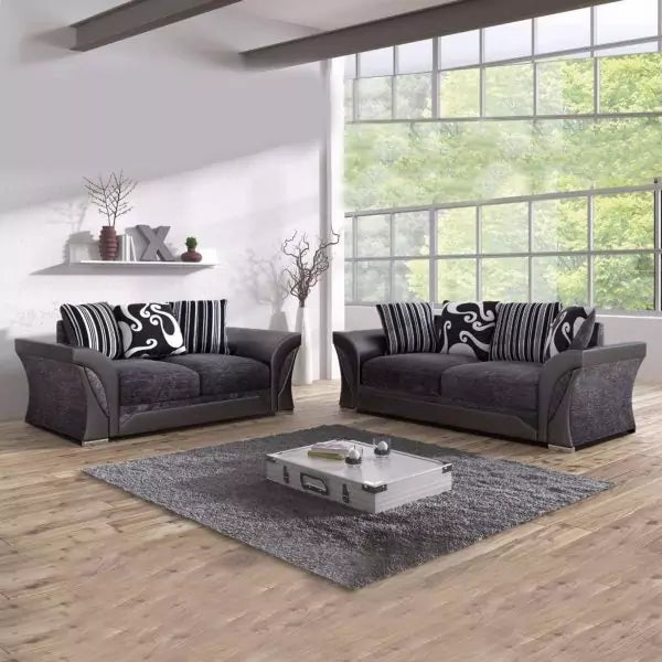 SHANNON 3+2  BLACK/GREY Sofa Set