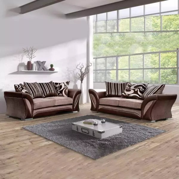 SHANNON 3+2 BROWN/BEIGE Sofa Set