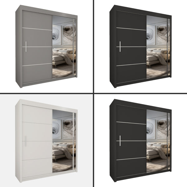 VISION 2&3 Sliding Doors Wardrobe With Matt Finish for Bedroom In 120cm/150cm/180cm/203cm/250cm